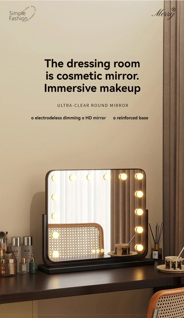 Lighted Vanity Mirror, LED Makeup Mirror with Lights, Hollywood Mirror for Tabletop Dressing