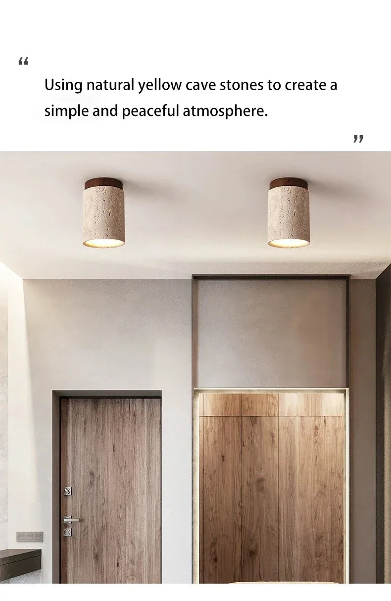 Modern Stone Travertine Ceiling Lamp Bedroom Corridor Flush Mounted Foyer Hallway Staircase Indoor Lighting Fixture Decoration