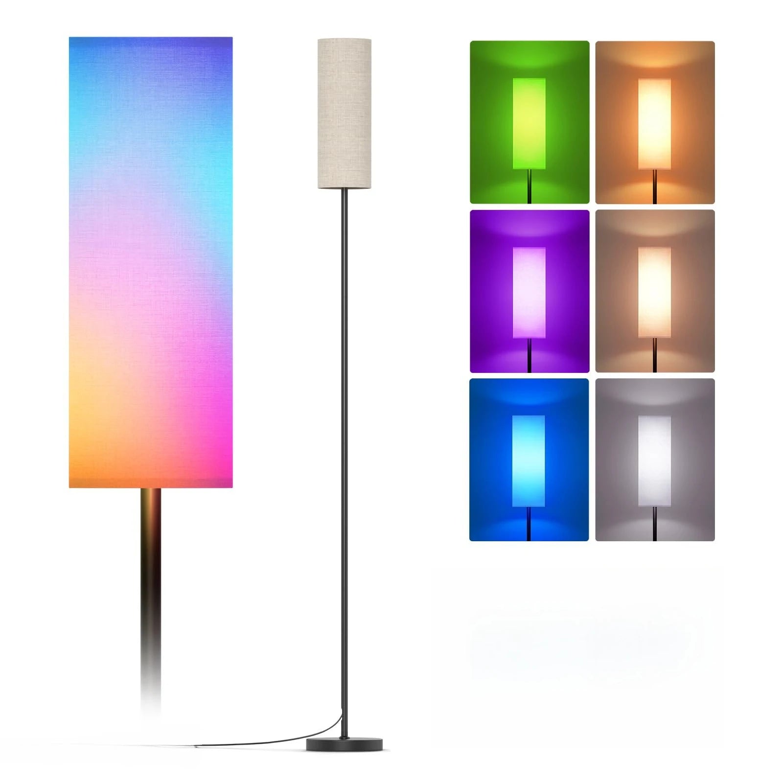 Smart LED Floor Lamp, Dimmable Standing Lamp for Living Room, Bedroom, Gaming ,LED Bulb with Lampshade, Modern Tall Lamp (White)