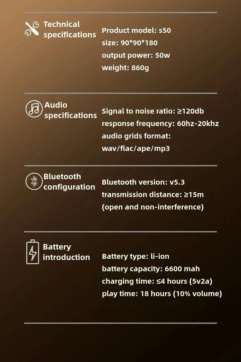 [Upgraded]Portable Bluetooth Speaker, 50W Loud Stereo Sound, IPX7 Waterproof, 10H Playtime, RGB Lights,Perfect for Party/Outdoor
