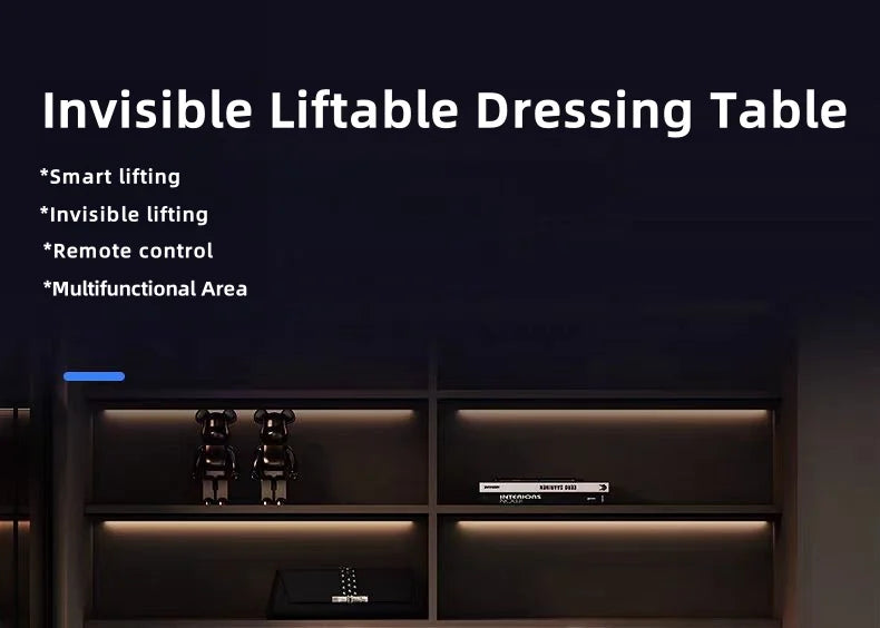 Smart Modern Dressing Table LED Lighted Mirror Intelligent Wardrobe Accessories for Bedroom Bathroom Metal Storage Wood Panel