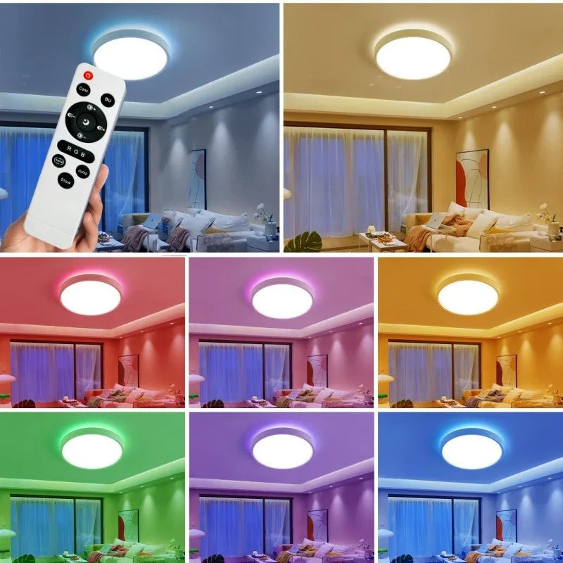 Smart Tuya RGB Ceiling Light with Backlight Bluetooth APP Remote Control Dimming Living Room Bedroom Home Decor Led Ceiling Lamp