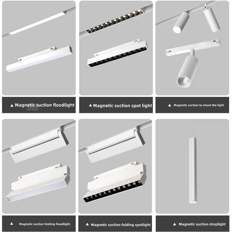 New White Tuya Smart LED Track Light Embedded Masterless Lighting lamp Living Room Light Voice Control Magnetic Track Light