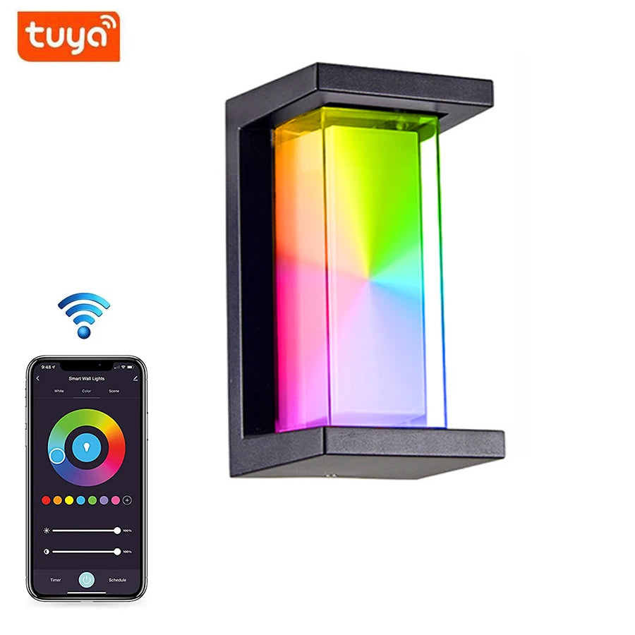 Smart WiFi LED Wall Lamp Indoor outdoor with Alexa Remote Control  RGBCW Wall Light for House Porch Front Door