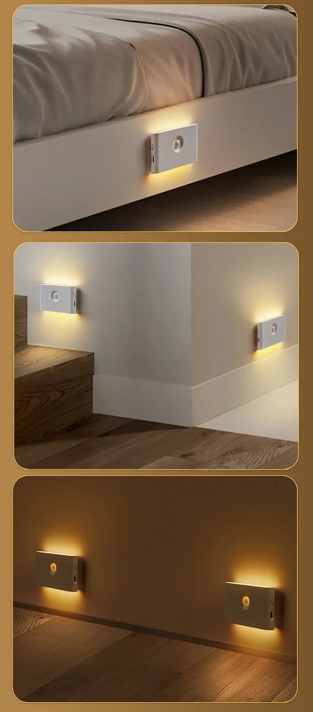 Motion Sensor Smart Led Night Light, Square Lens Eye Protection Bedside Lamp,for Wardrobe,Living Room,Bedroom,Staircase,Camping