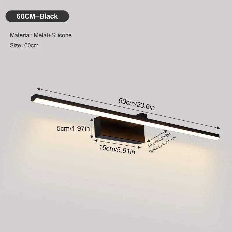 Indoor LED Vanity Lights for Mirror Hardwired 40/60cm Black LED Wall Lights Wall Lamps for Bathroom Picture Lights for Wall