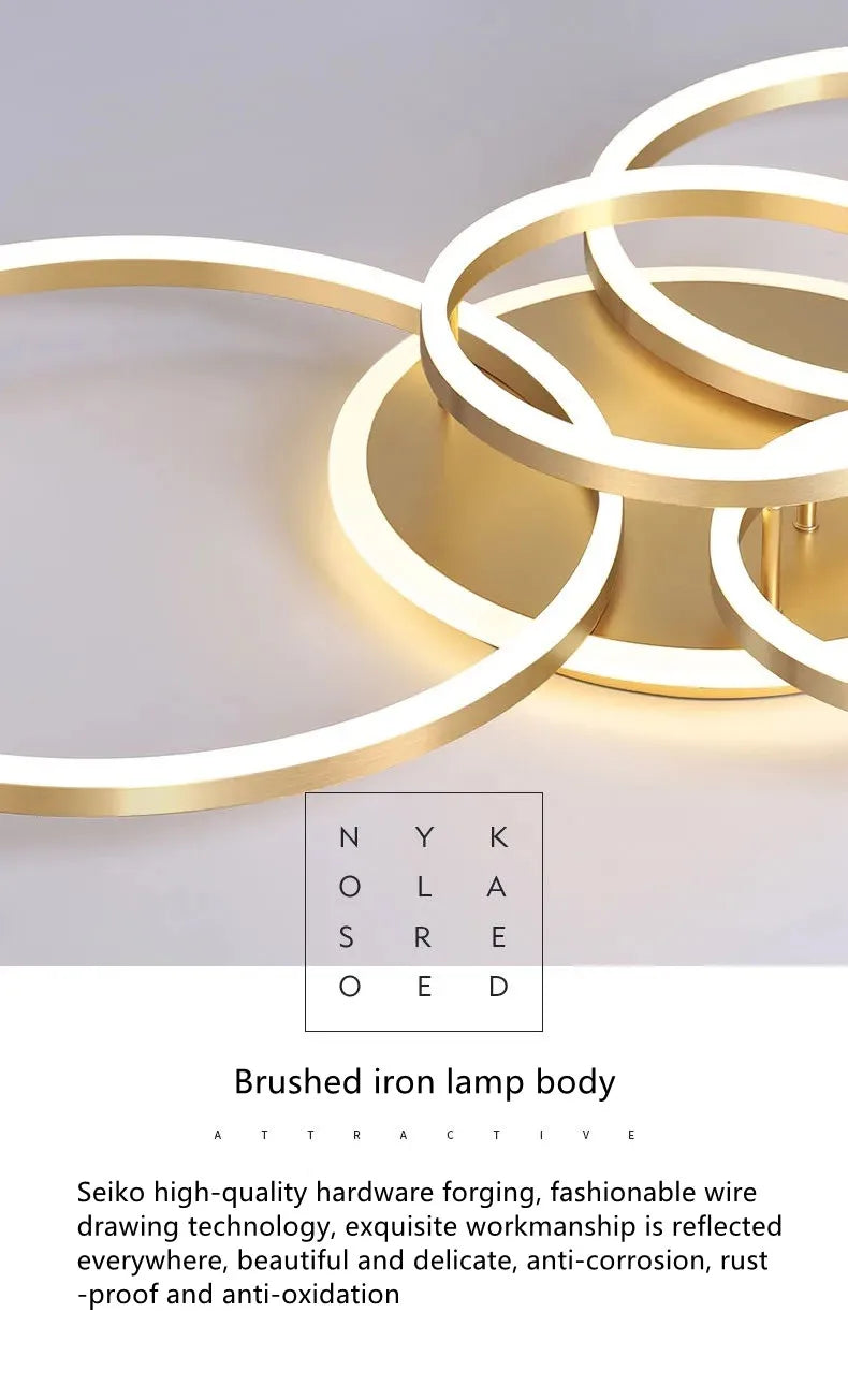 Smart Home Modern Round Design LED Ceiling Chandelier For Living Room Restaurant Bedroom Circle Rings Lighting Fixture Luminaire