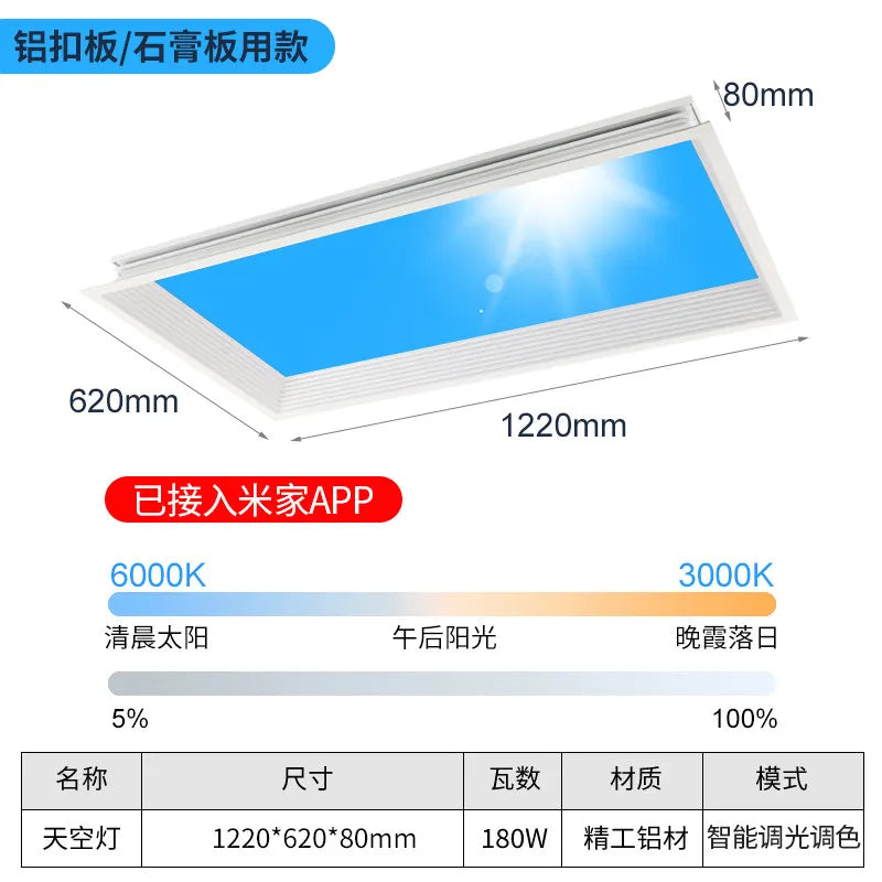 Modern Smart Integrated LED Ceiling Light Sky Blue Clouds Effect Daylight Simulation for Kitchen Home Lighting Room Decor