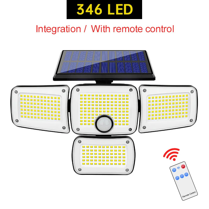 Solar Lights Outdoor 182/112 LED Wall Lamp with Adjustable Heads Security LED Flood Light IP65 Waterproof with 3 Working Modes