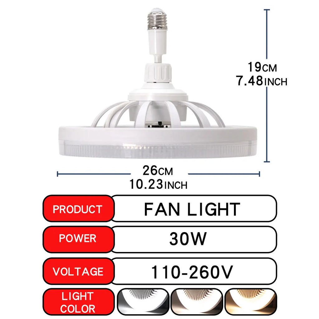 Smart 3 In 1 Ceiling Fan With Remote Control Lighting E27 Conversion Base 85-265v Lighting Base Suitable for Bedroom and Living