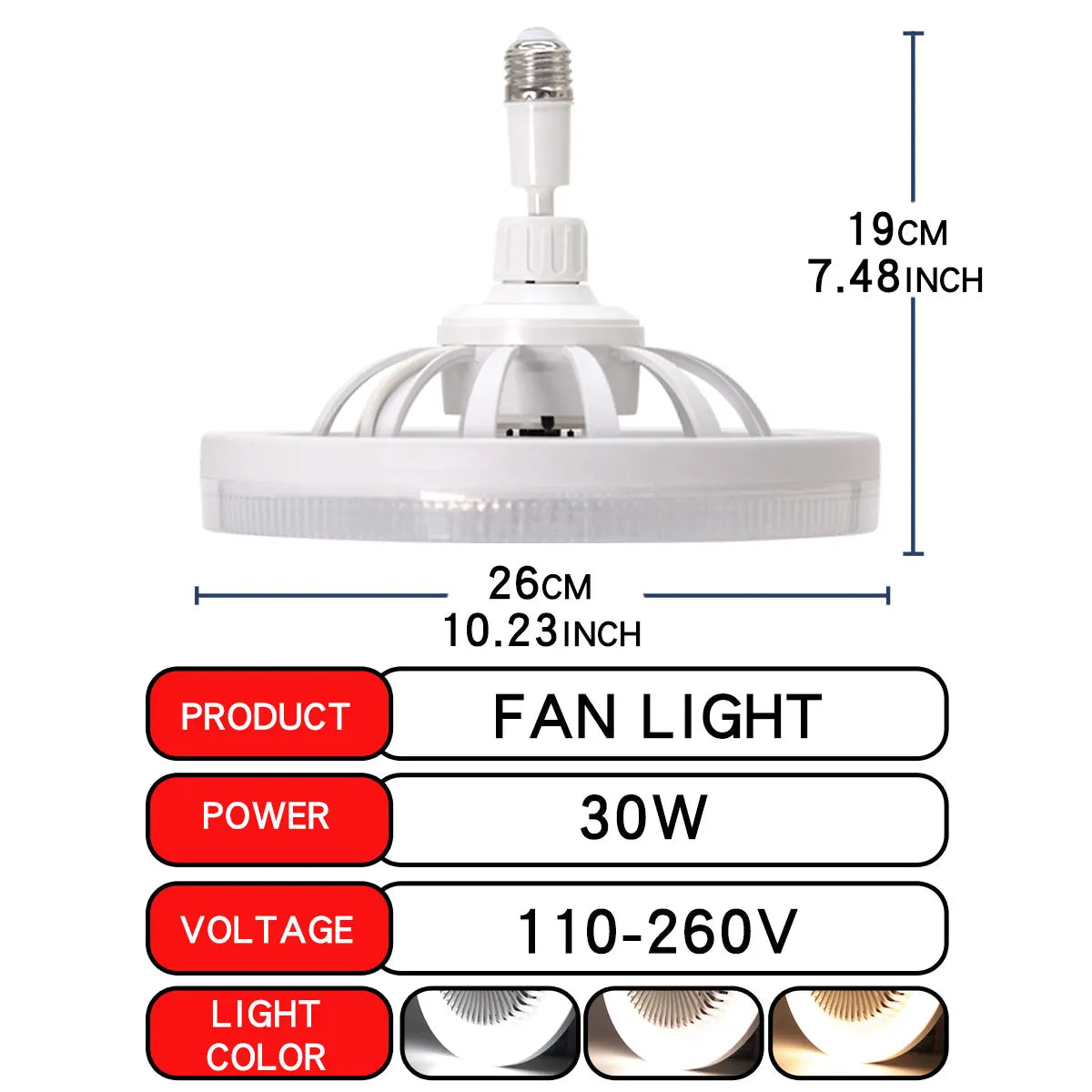 Smart 3 In 1 Ceiling Fan With Remote Control Lighting E27 Conversion Base 85-265v Lighting Base Suitable for Bedroom and Living
