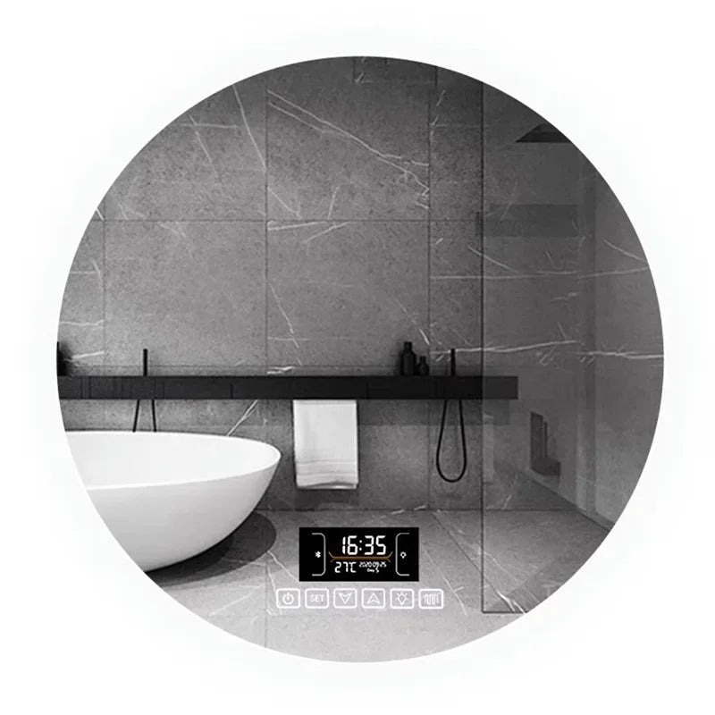 Mirror Round Mirror Wall-mounted Smart Bathroom Mirror LED Touch Screen High Definition Anti-fog Luminous Wall-mounted
