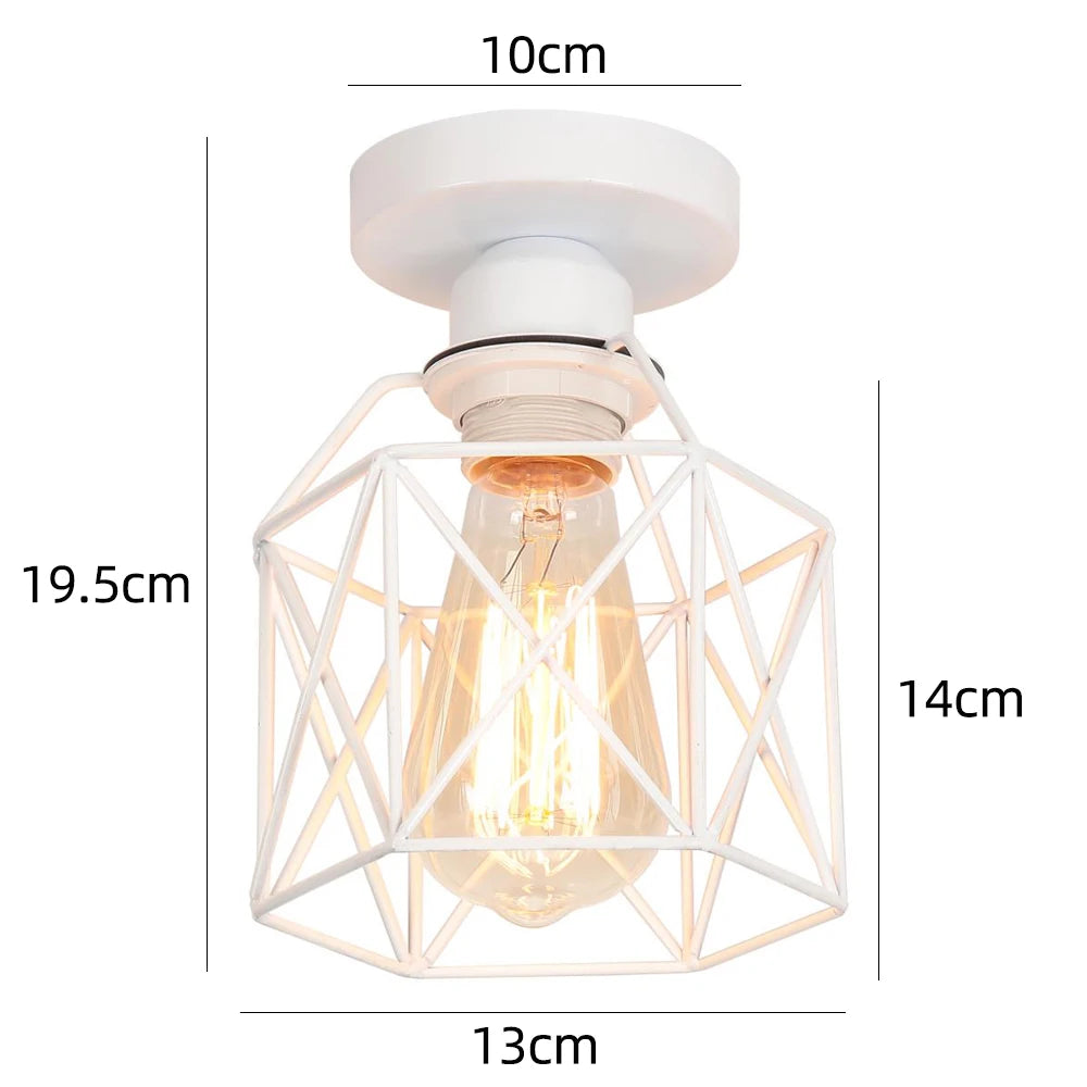 Vintage Industrial Retro Loft Metal Ceiling Lamp Shade Modern Ceiling Light for Aisle Indoor Cage Chandelier Lighting Fixures