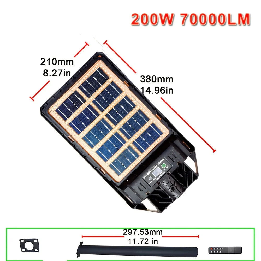 Motion Sensor Solar Outdoor Lights Double Side 200W 70000LM LED Garden Floodlights Dimmable Remote Control Street Lamp
