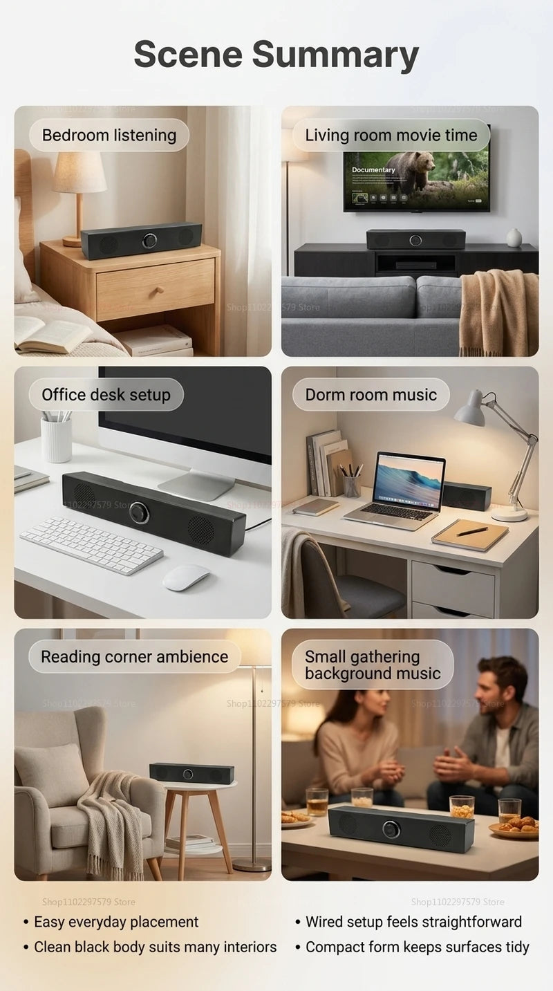 Wired Bluetooth Speaker USB Powered Soundbar Stereo Bass Dual Speaker Home Theater TV PC Laptop Gaming Portable Audio Box