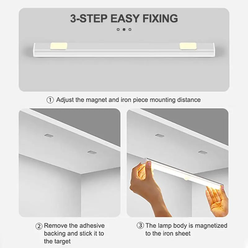 Motion Sensor LED Night Light Wireless Under Cabinet Lamp PIR Smart Closet Light for Kitchen Wardrobe Stairs Bedroom