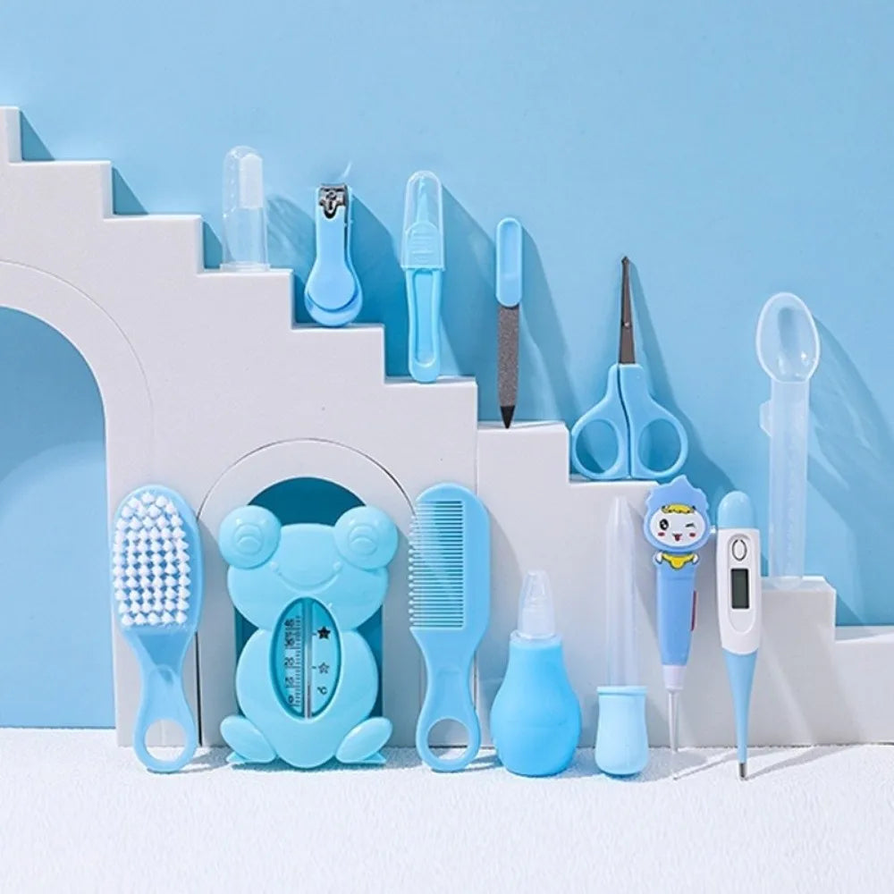 13Pcs/Set Multi-functional Baby Care Kit Nasal Aspirator Nail Clipper Baby Grooming Kit Comb Hair Wash Brush