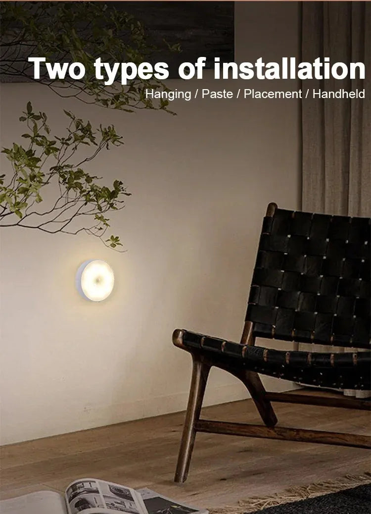 3pcs Motion Sensor LED Night Light USB Rechargeable Night Lamp For Kitchen Cabinet Wardrobe Lamp Staircase Wireless Closet Light