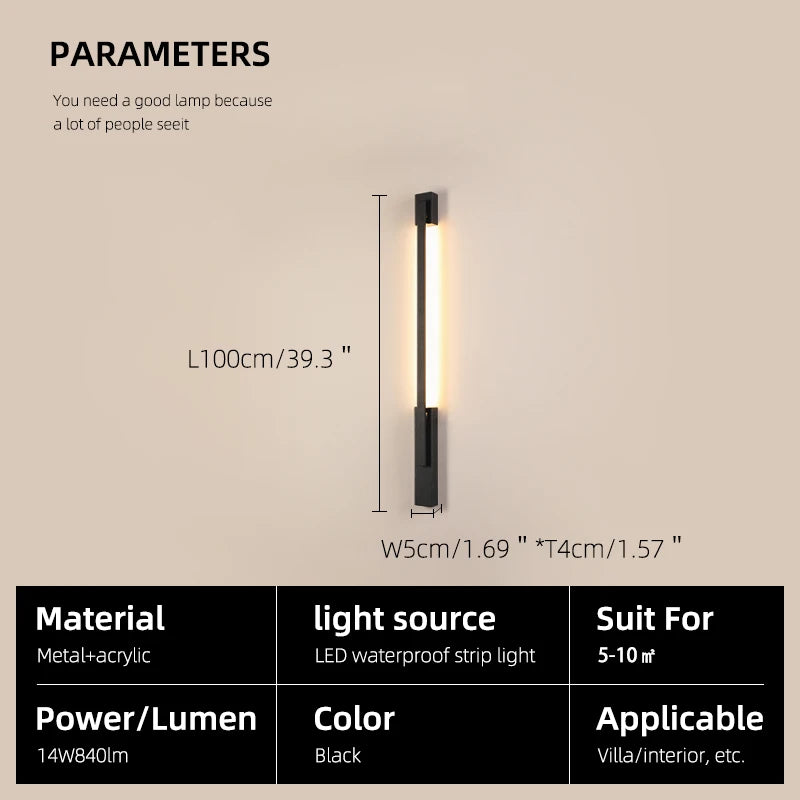 Smart Dimmable Outdoor Wall Light Black Modern LED Lamp IP65 Waterproof via APP Control for Garden Home