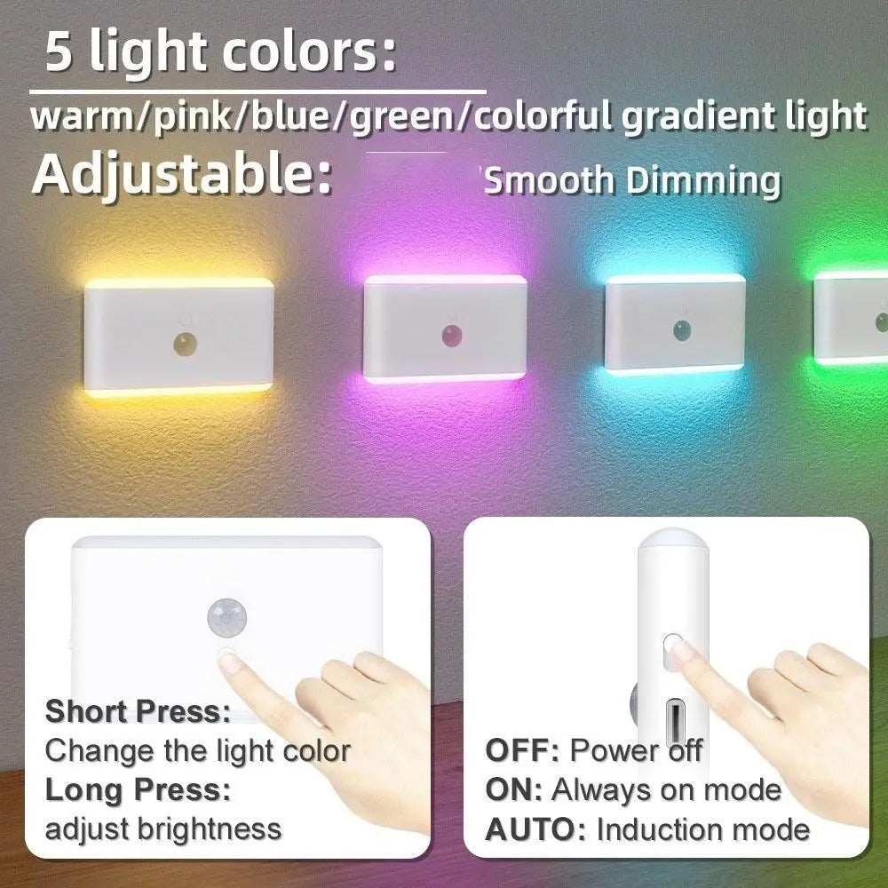 Motion Sensor LED Motion Sensor Night Light Rechargeable Wireless Magnetic Wall Lamp Dimmable Lighting Magnetic