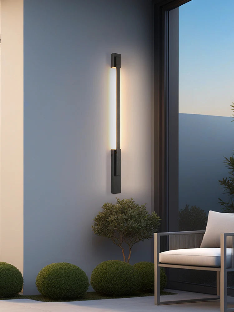 Smart Dimmable Outdoor Wall Light Black Modern LED Lamp IP65 Waterproof via APP Control for Garden Home