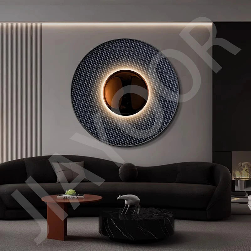 Indoor Modern Minimalist Designer LED Lamp Porch Bedroom Bedside Lighting Decoration Round Background Creative UFO Wall Sconces