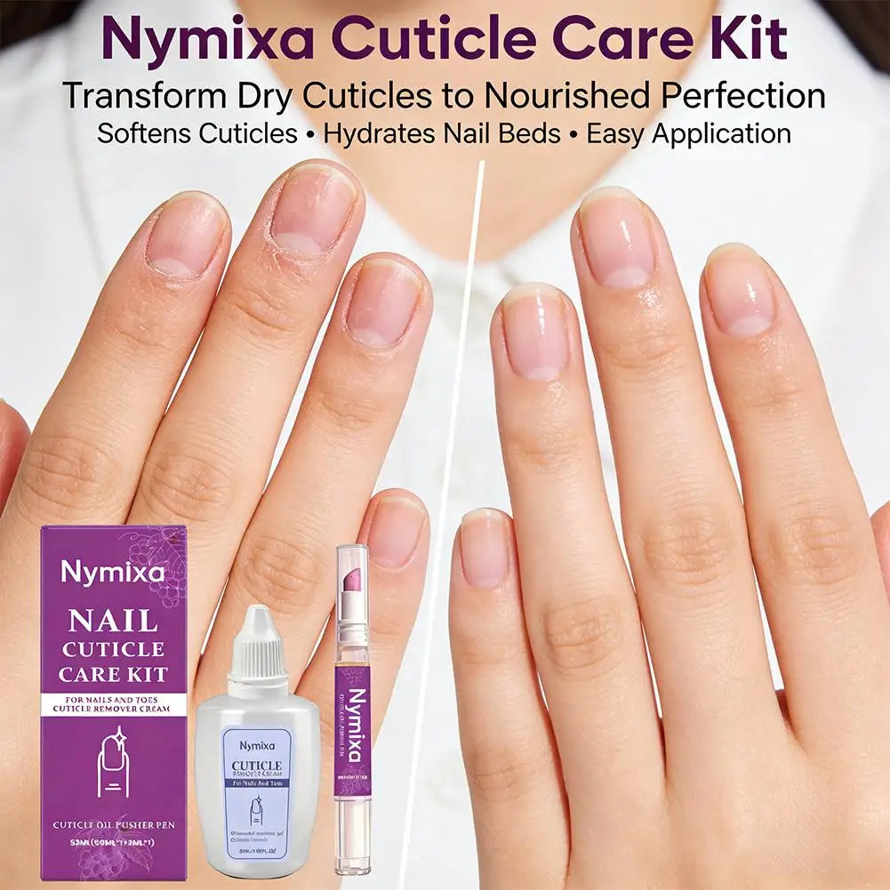 Nail Cuticle Care Kit 50ml Remover Cream 2ml Oil Pen Salon Quality Manicure Set Fingernails Toenails Healthy Grooming Portable