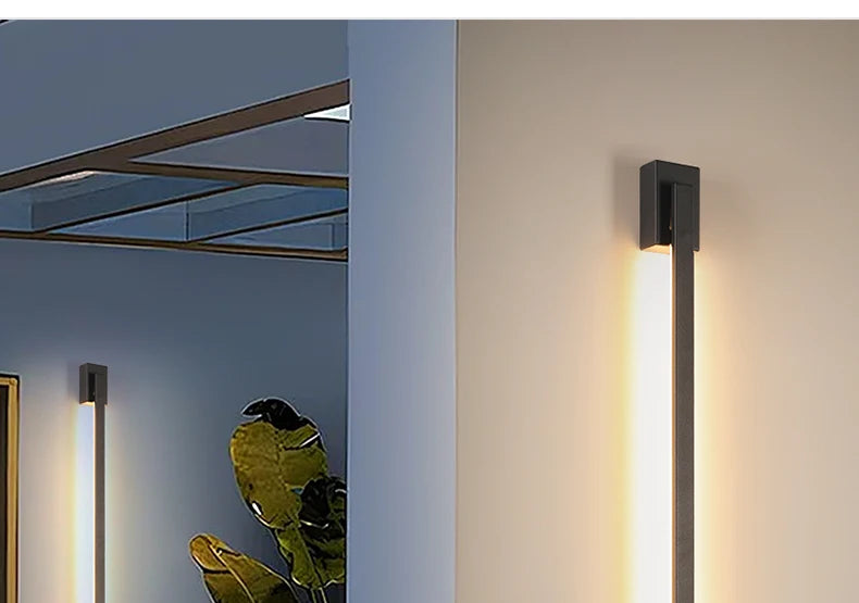 Smart Dimmable Outdoor Wall Light Black Modern LED Lamp IP65 Waterproof via APP Control for Garden Home