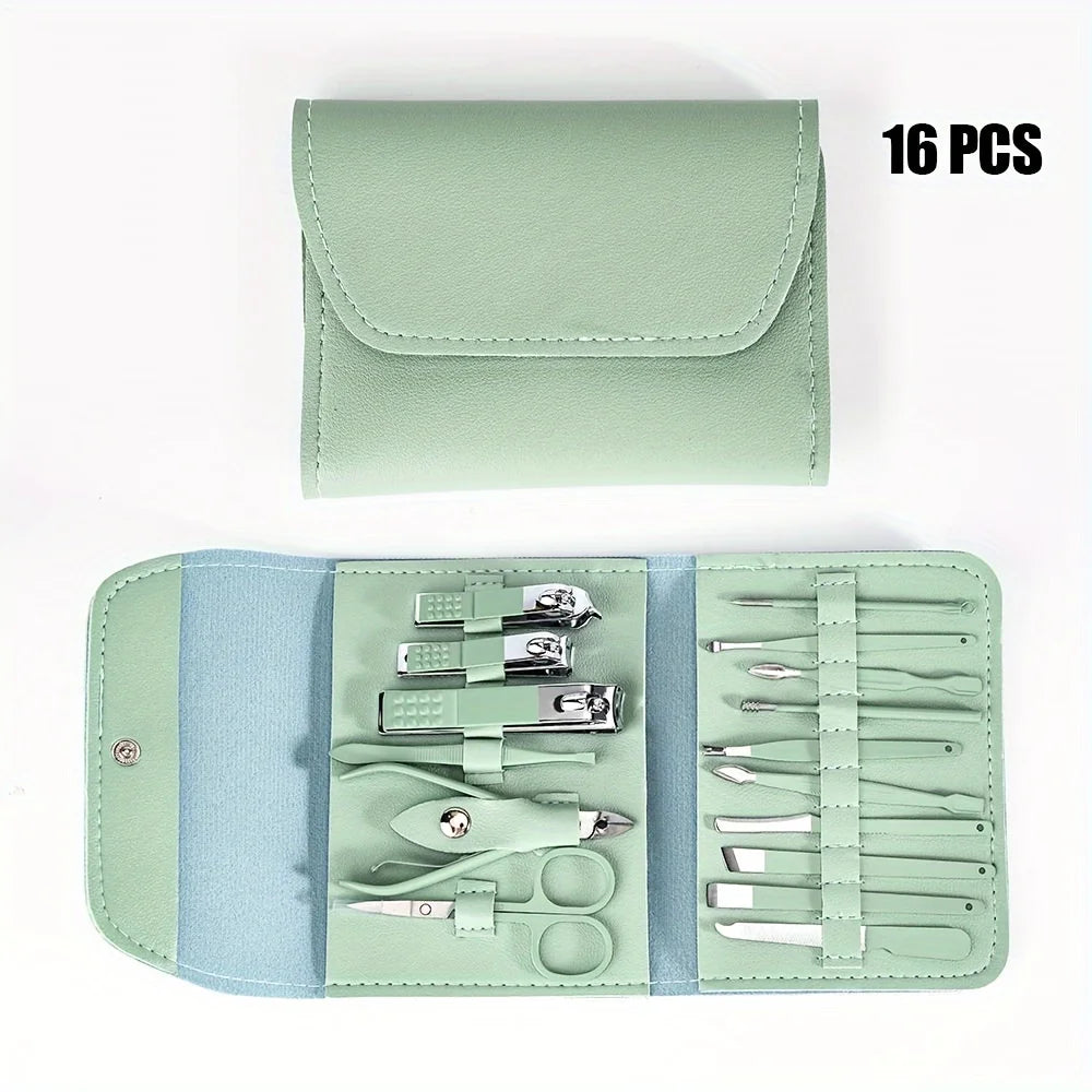 16pcs Professional Nail Care Kit with Travel Case - Manicure & Pedicure Set including Nail Clippers And Cuticle Nippers