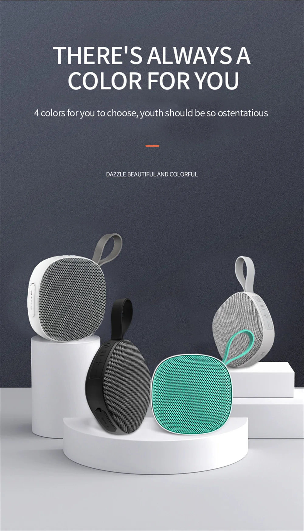Portable Bluetooth Speakers Wireless Waterproof IPX6 TWS Fabric Mini Subwoofer Card Magnet Small Stereo Audio Player