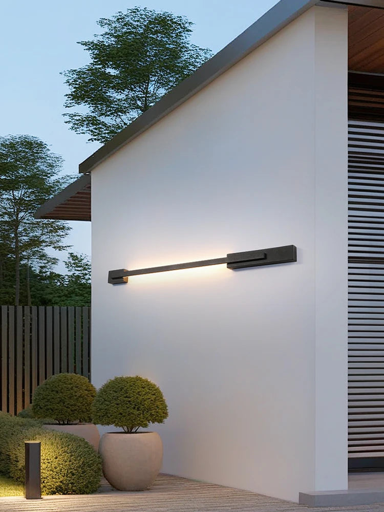 Smart Dimmable Outdoor Wall Light Black Modern LED Lamp IP65 Waterproof via APP Control for Garden Home