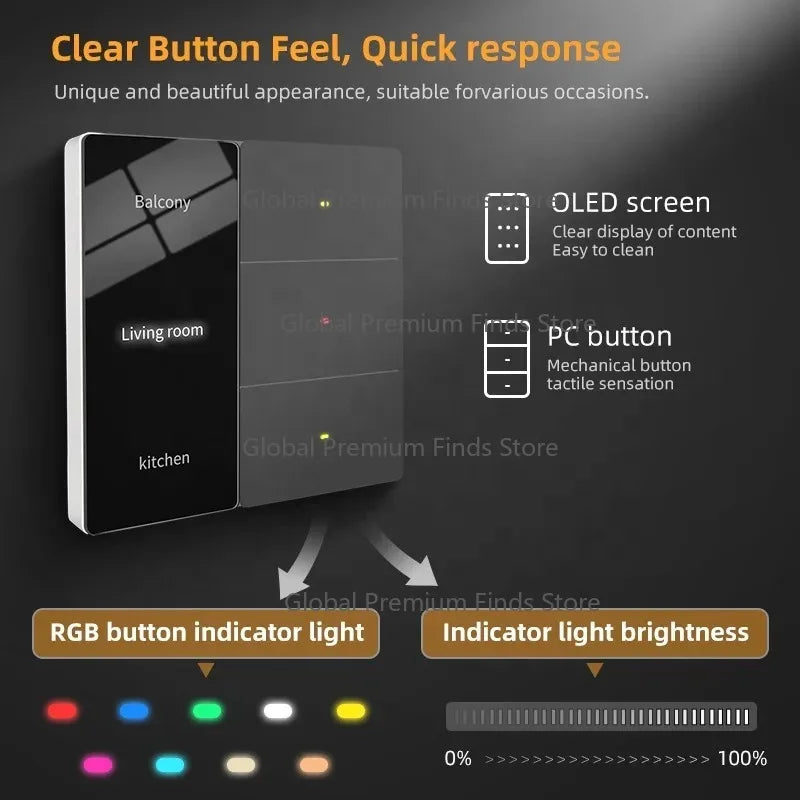 Hotel Name Lux-ury Sm-art Lighting Switch with Display Voice Control Sm-art Home Products