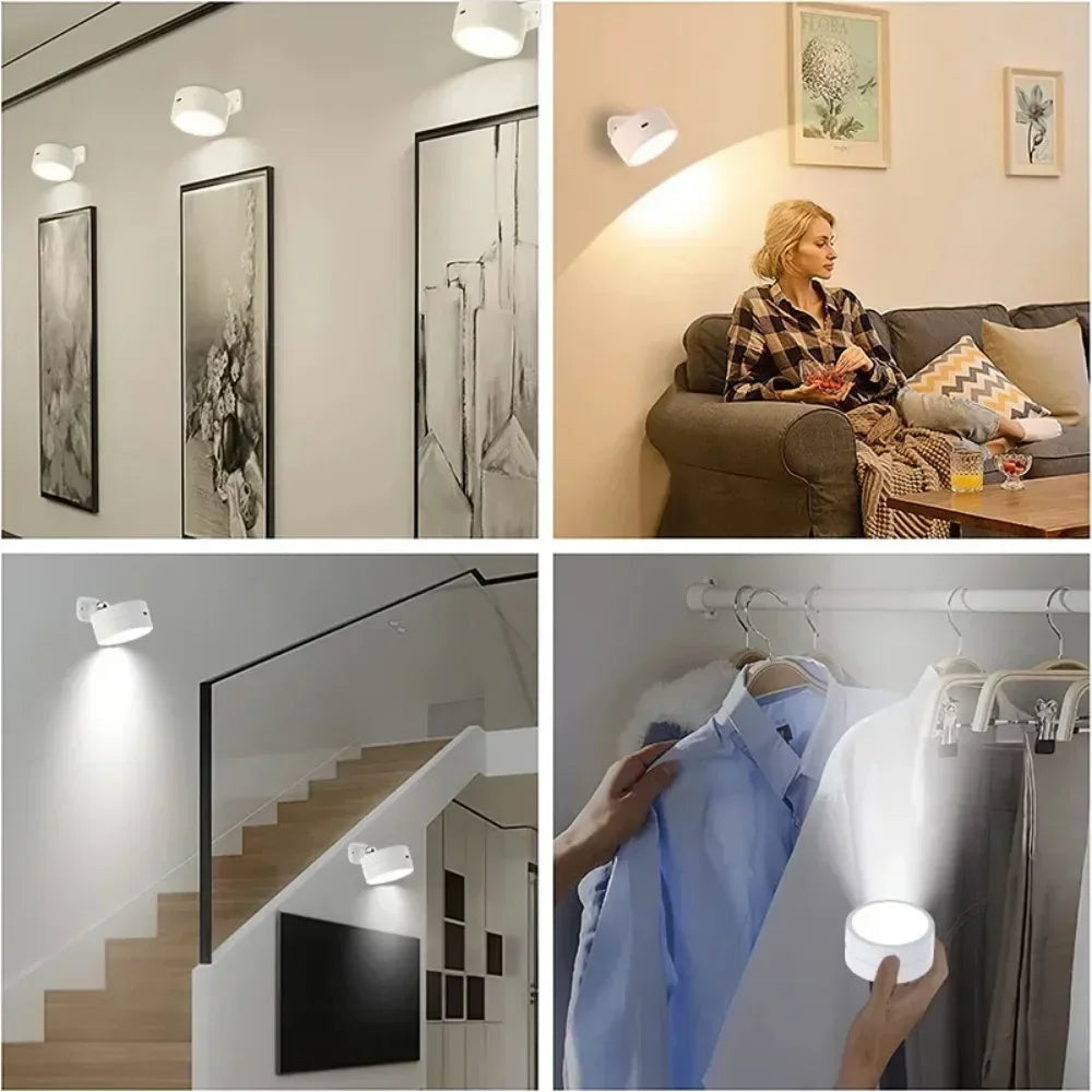 Smart Remote Control & Magnetic USB LED Wall Light,3 Mode Dimmable Cordless Touch Night Lamp for Bedside,Wardrobe,Hallway,Stairs