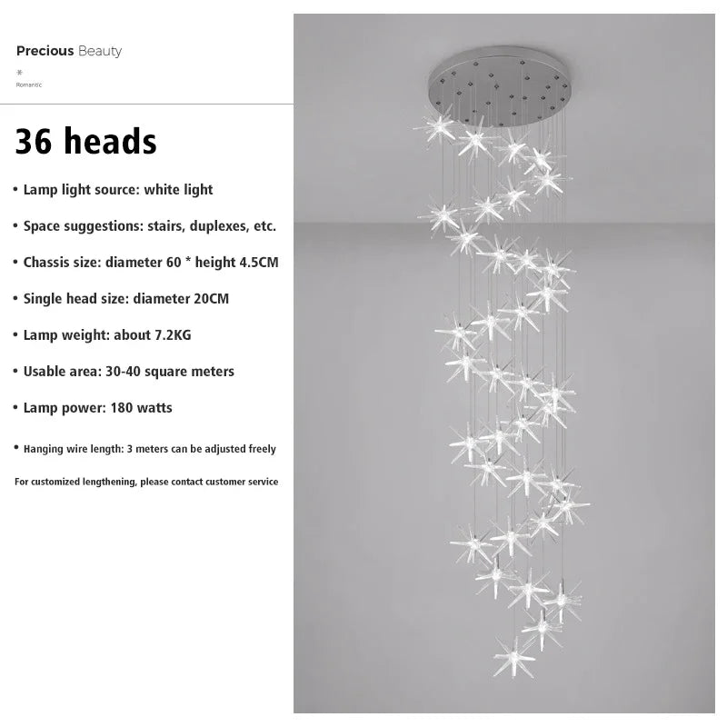 Lustre Attic Kitchen Hotel Led Ceiling Chandelier for Dining Decor Living Room Lamps Modern Meteor Shower Indoor Pendant Light