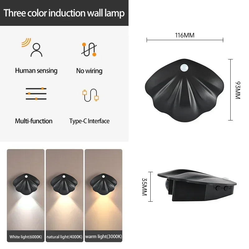 Motion Sensor Light Night Light USB Type-C Rechargeable For Kitchen Bedroom Mural Living Room Interior Lighting Decor Wall Lamps