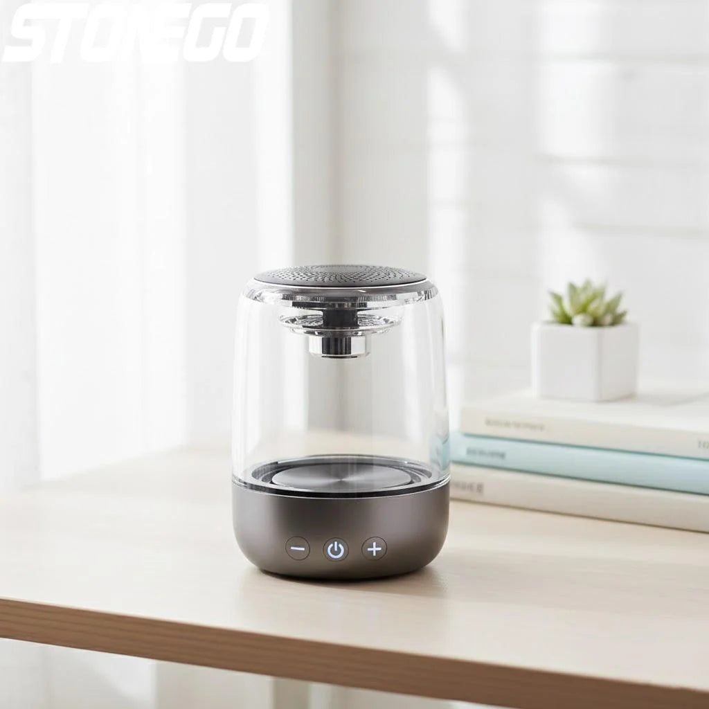 True Wireless Bluetooth 5.0 Speakers Transparent Design Breathing LED Light TWS Bluetooth Speaker TF Card AUX Audio Input