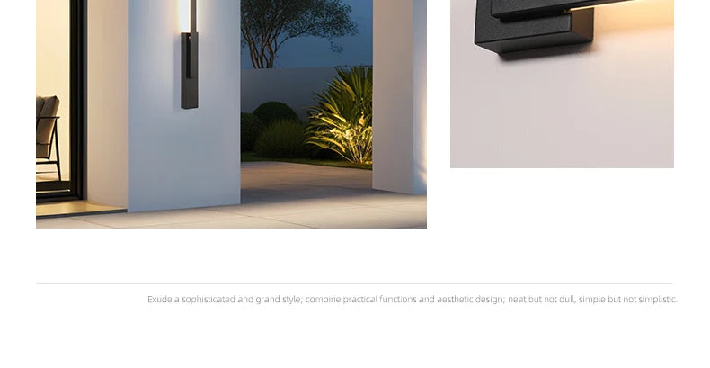 Smart Dimmable Outdoor Wall Light Black Modern LED Lamp IP65 Waterproof via APP Control for Garden Home