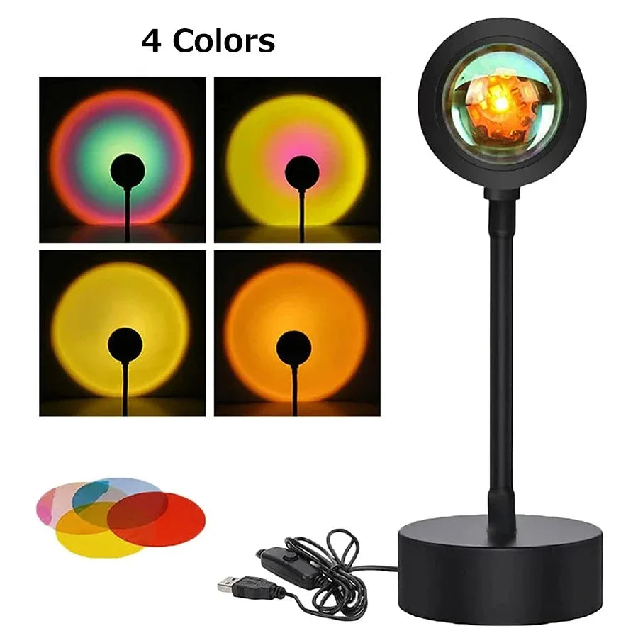 Smart LED Sunset Projector Lamp RGB Dimmable Atmosphere Light Tuya WiFi & IR Remote Control Ambient Lighting for Photography