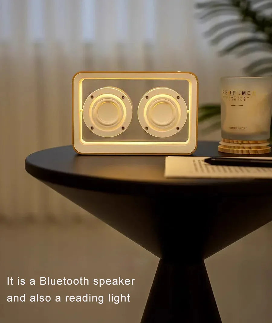 Creative Transparent Bluetooth Speaker with Dual Horn Clear Sound Quality Desktop Decoration Home Mini Audio Reading Light