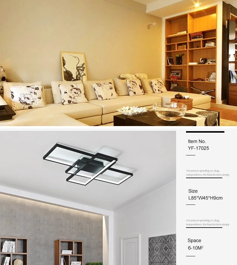 Smart Home Alexa Rectangle Aluminum Modern Led Ceiling Lights For Living Room Bedroom 85-265V White/Black Ceiling Lamp Fixtures