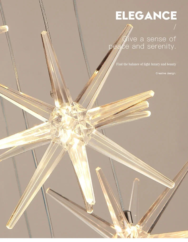Lustre Attic Kitchen Hotel Led Ceiling Chandelier for Dining Decor Living Room Lamps Modern Meteor Shower Indoor Pendant Light