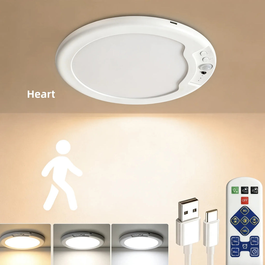 Motion Sensor Rechargeable LED Ceiling Light Round Wireless Security Light for Hallway Stairs Corridor Indoor Home Entryway