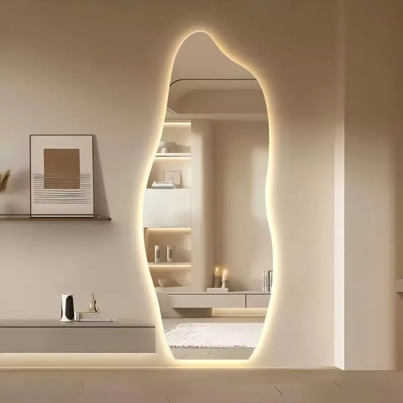 Smart Mirror with LED, Full-length Mirror Wall-mounted or Bracket-mounted, Dressing Mirror Suitable for Clothing Stores, Bedroom