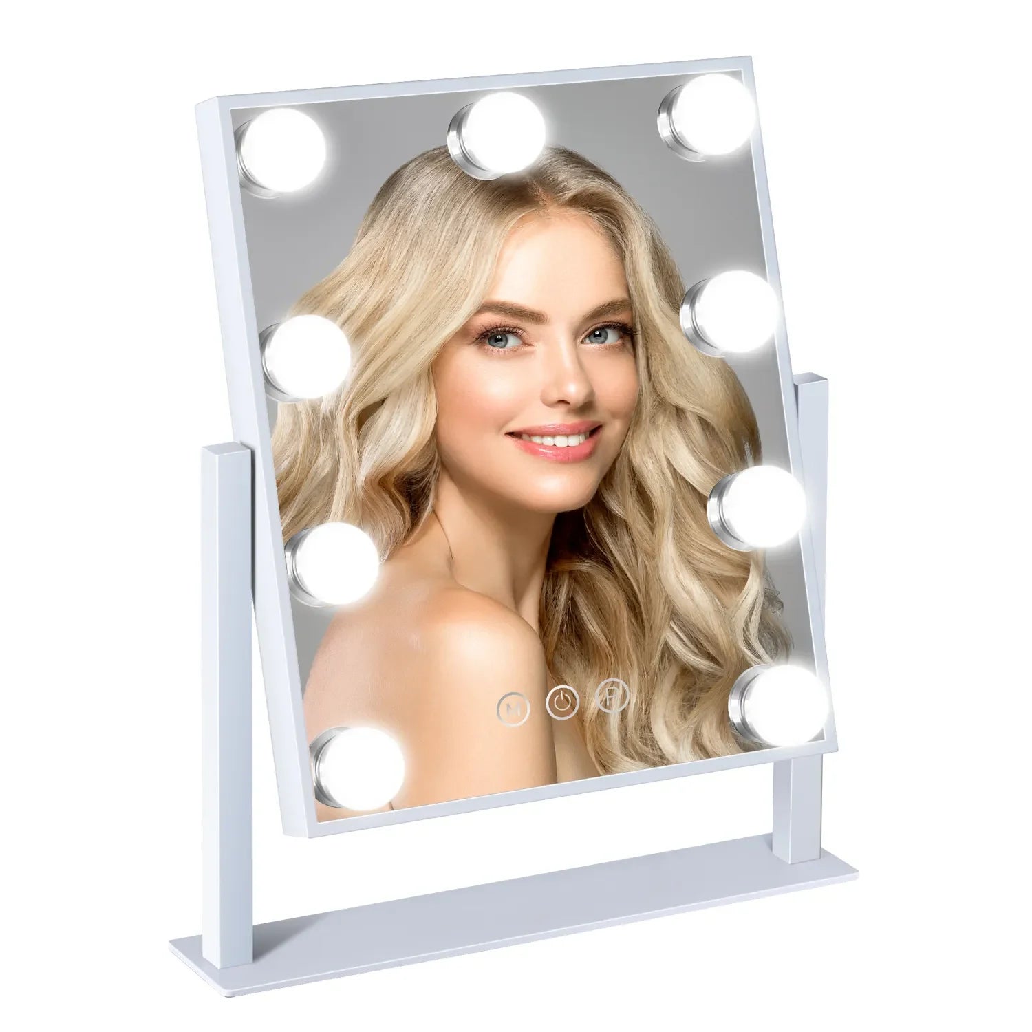 Hollywood-style Vanity Mirror with 9 LED Bulbs 3 Color Lighting Options 360° Rotation Perfect for Dressing Rooms and Bedrooms