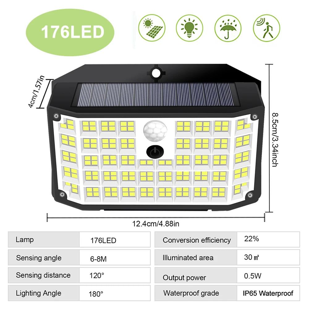 Solar Lights Outdoor Motion Sensor Solar Security Lights IP65 Waterproof with 3 Lighting Modes  Powered Wall Lights Outside
