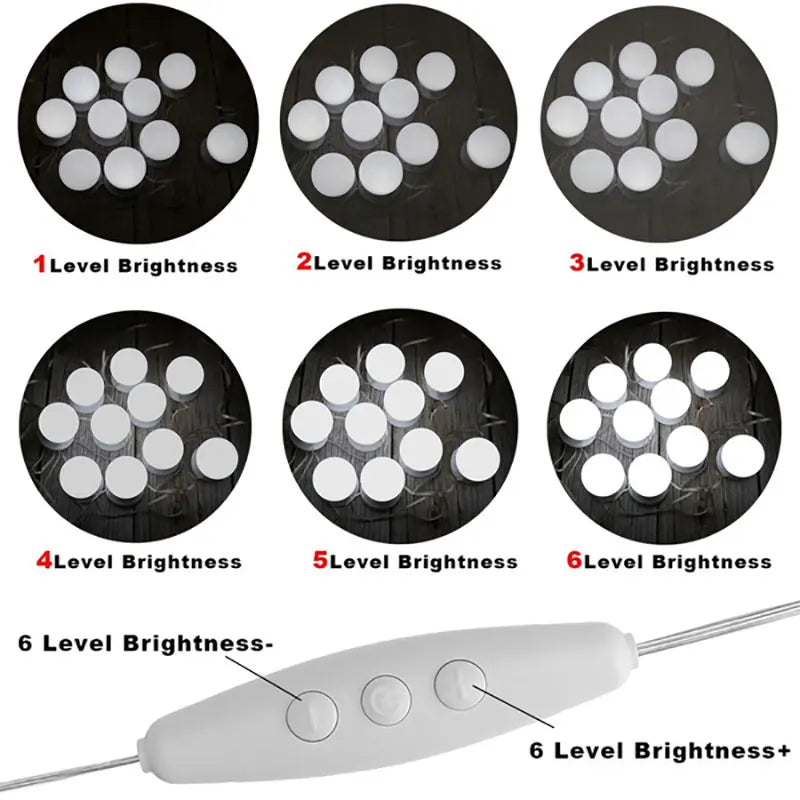 Makeup Mirror LED Light Bulbs Vanity Lights USB Charging Bathroom Dressing Table Lighting Dimmable LED Vanity Mirror Light