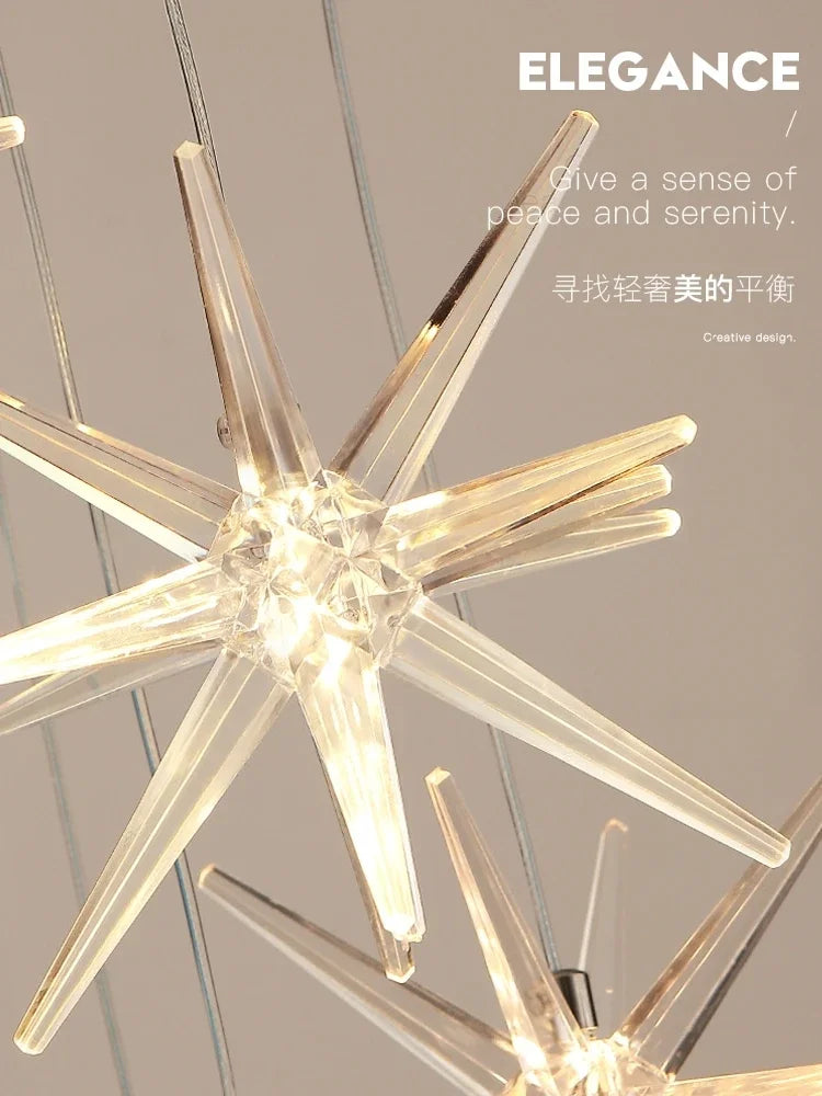 Lustre Attic Kitchen Hotel Led Ceiling Chandelier for Dining Decor Living Room Lamps Modern Meteor Shower Indoor Pendant Light
