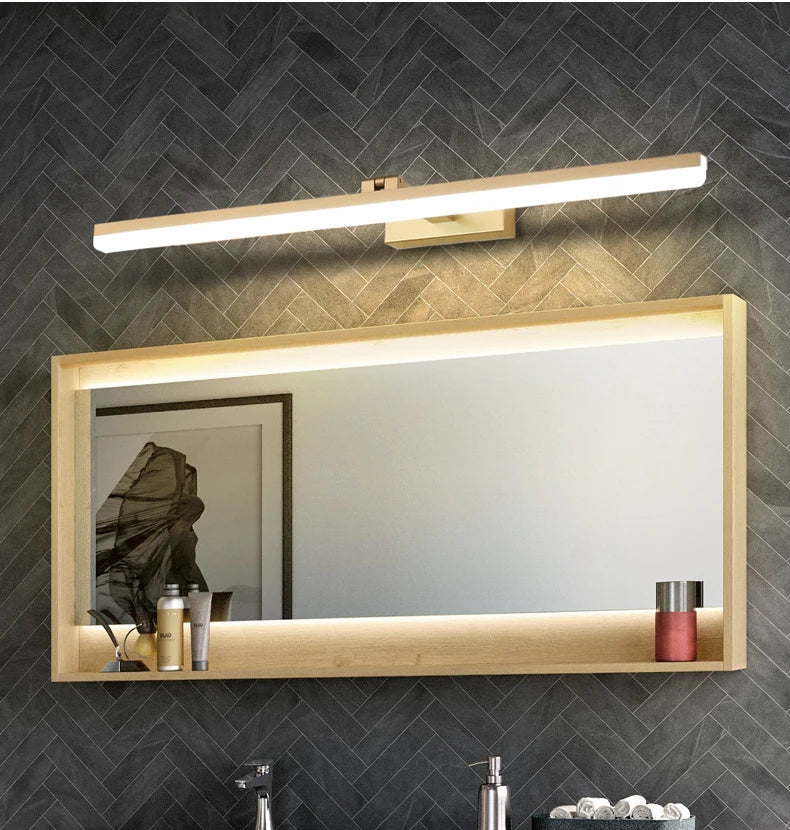 Modern Mirror Vanity Lamp Bathroom Wall Light 40cm/50cm/60cm/70cm/80cm/90cm LED Cloakroom Mirror Lights Gold Silver Black 220V
