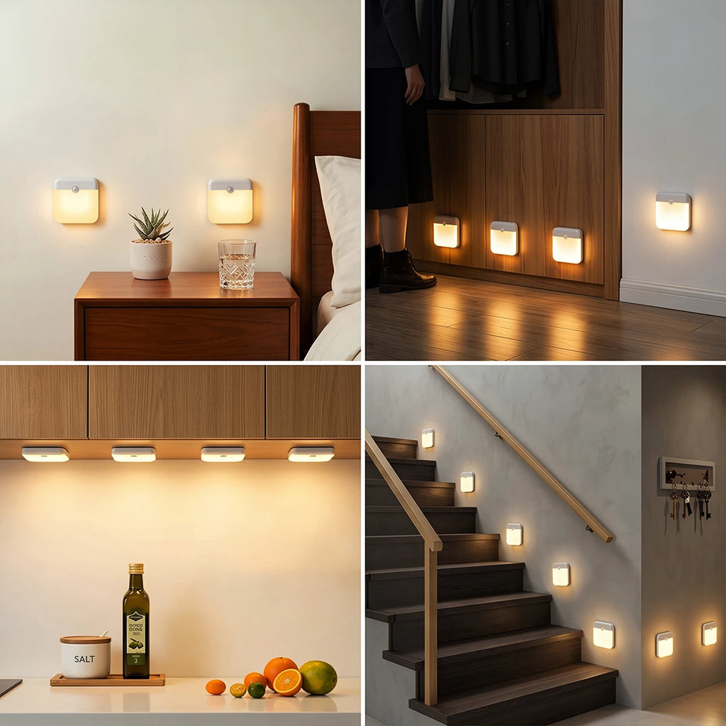 Motion Sensor  LED Wall Lamp USB Rechargeable Night Lamp Human Inductor Light for Bedroom Kitchen Stair Bathroom Wardrobe Closet
