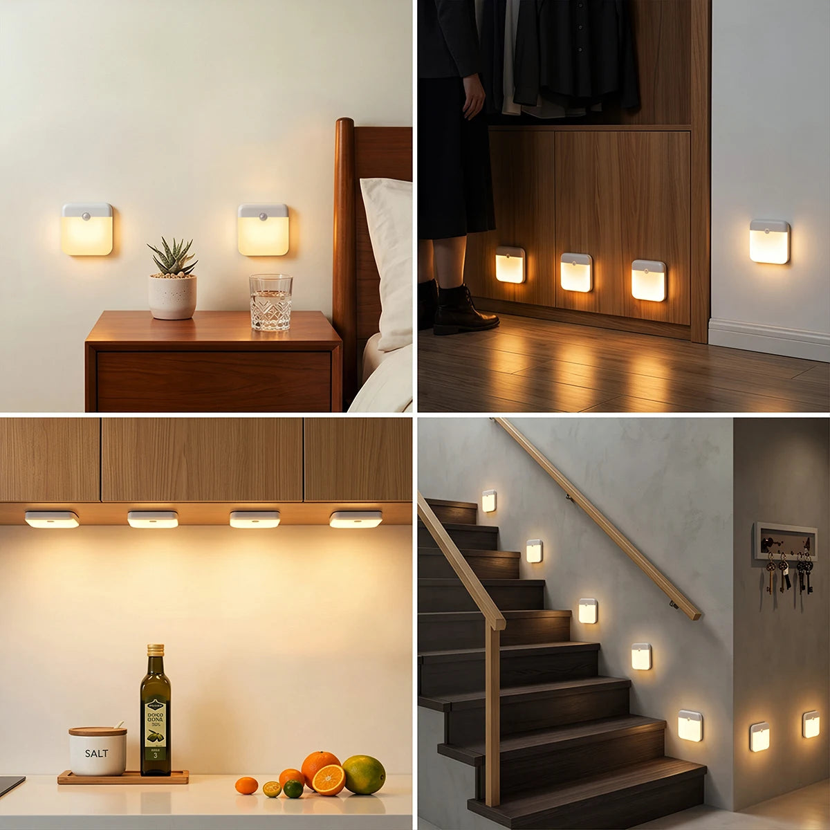 Motion Sensor  LED Wall Lamp USB Rechargeable Night Lamp Human Inductor Light for Bedroom Kitchen Stair Bathroom Wardrobe Closet